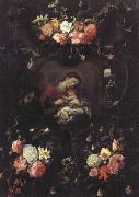 Daniel Seghers Garland of Flowers,with the Virgin and Child oil painting reproduction